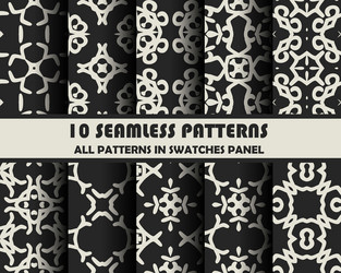 set geometric seamless patterns vector image