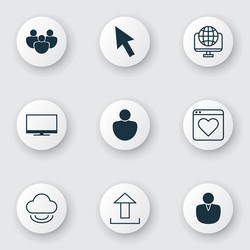 set of 9 internet icons includes team followed vector image
