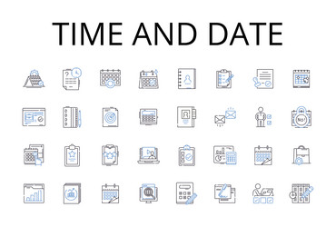 time and date line icons collection duration vector