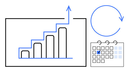 growth chart with progress bar calendar marked vector image