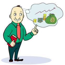 Man dream about money concept cartoon character Vector Image