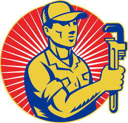 Retro Plumber with Wrench Vector Image