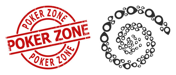scratched poker zone stamp print and map pointer vector image