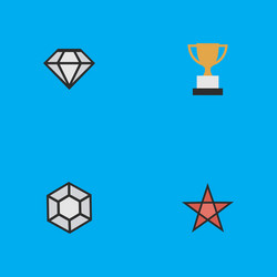 set of simple champion icons elements first vector image