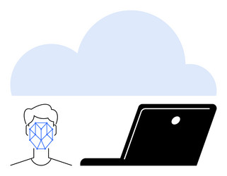 face recognition and cloud computing technology vector image