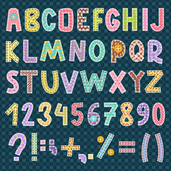patchwork alphabet font letters symbol style vector image