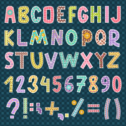 patchwork alphabet font letters symbol style vector