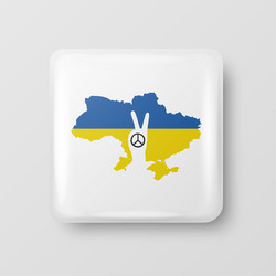 peace for ukraine button pin badge with anti-war vector