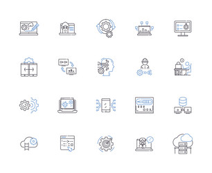 Web Development Line Icons vector image