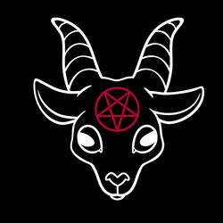 White Goat with Pentagram Vector Image