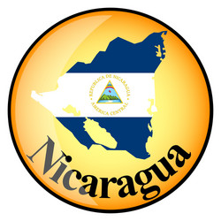 Orange button with the image maps of nicaragua vector