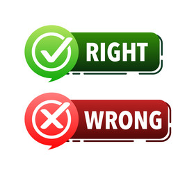 Right wrong label sign check mark icon vector