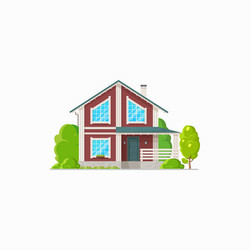 cottage house with porch residential building icon vector