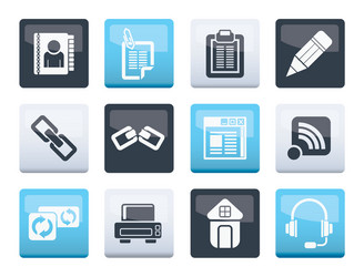 Internet and website icons over color background vector