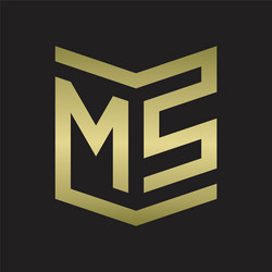 ms logo emblem monogram with shield style design vector image