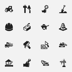 set of 16 editable building icons includes vector image