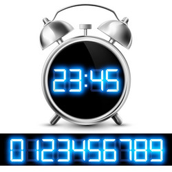 Table clock with digital display and a set vector