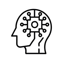 ai head with digital network icon vector image