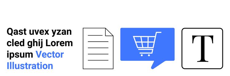 document shopping cart and text symbol side-by vector image