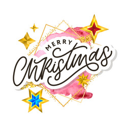 merry christmas text decorated with hand drawn Vector Image