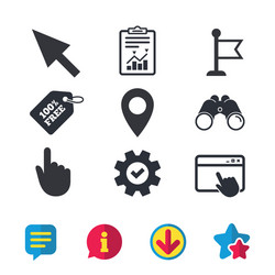 mouse cursor icon hand or flag pointer symbols vector image