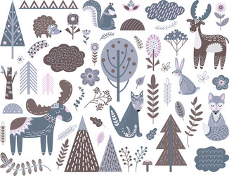 Scandinavian Forest Animals Vector Image