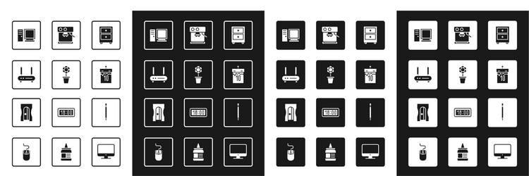 set drawer with documents flower in pot router vector image