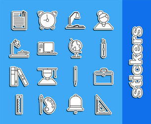 set line triangular ruler briefcase stationery vector image