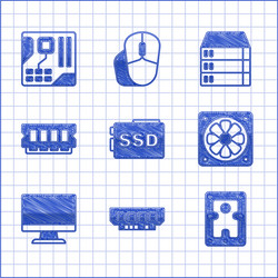 set ssd card ram random access memory hard disk vector image