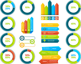 pie graphs vertical and horizontal arrows vector image