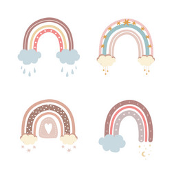 trendy rainbows in boho style different color vector