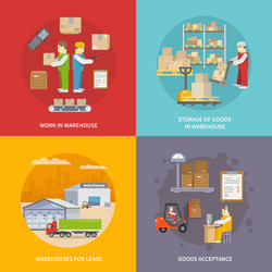 Warehouse flat horizontal banners Royalty Free Vector Image