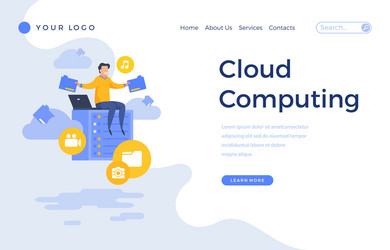 Cloud Computing Landing Page Template vector image