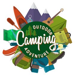 flat design modern of camping and hiking equipment Vector Image