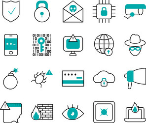 hacker and cyber security icon set half line vector image