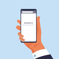 hand holding phone mobile web page for searching vector image