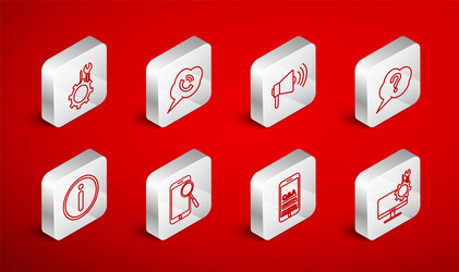 set line computer monitor service speech bubble vector image