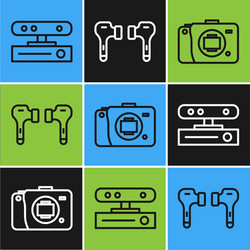 set line motion sensor mirrorless camera and air vector image