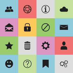 set of 16 editable network icons includes symbols vector image