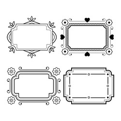 Set of vintage grayscale frame in a lineart style vector