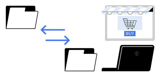 digital file transfer in e-commerce exchanging vector image