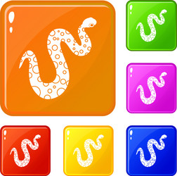 dotted snake icons set color vector image