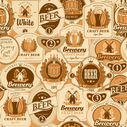 Seamless pattern with various beer labels vector