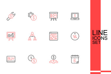 set line calendar hierarchy with dollar time vector image