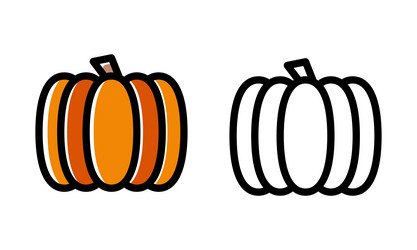 set of fresh pumpkin in colorful and monochrome vector image
