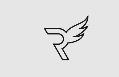 Black and white r wing alphabet letter icon logo Vector Image