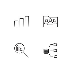 data analytics linear icons set simple outline vector image