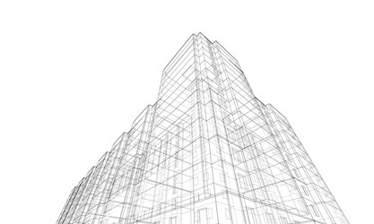 wire-frame model a multi-storey building vector image