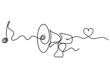 abstract megaphone with heart as continuous lines vector image