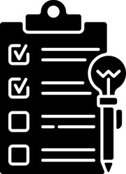 Agenda worksheet black glyph icon vector